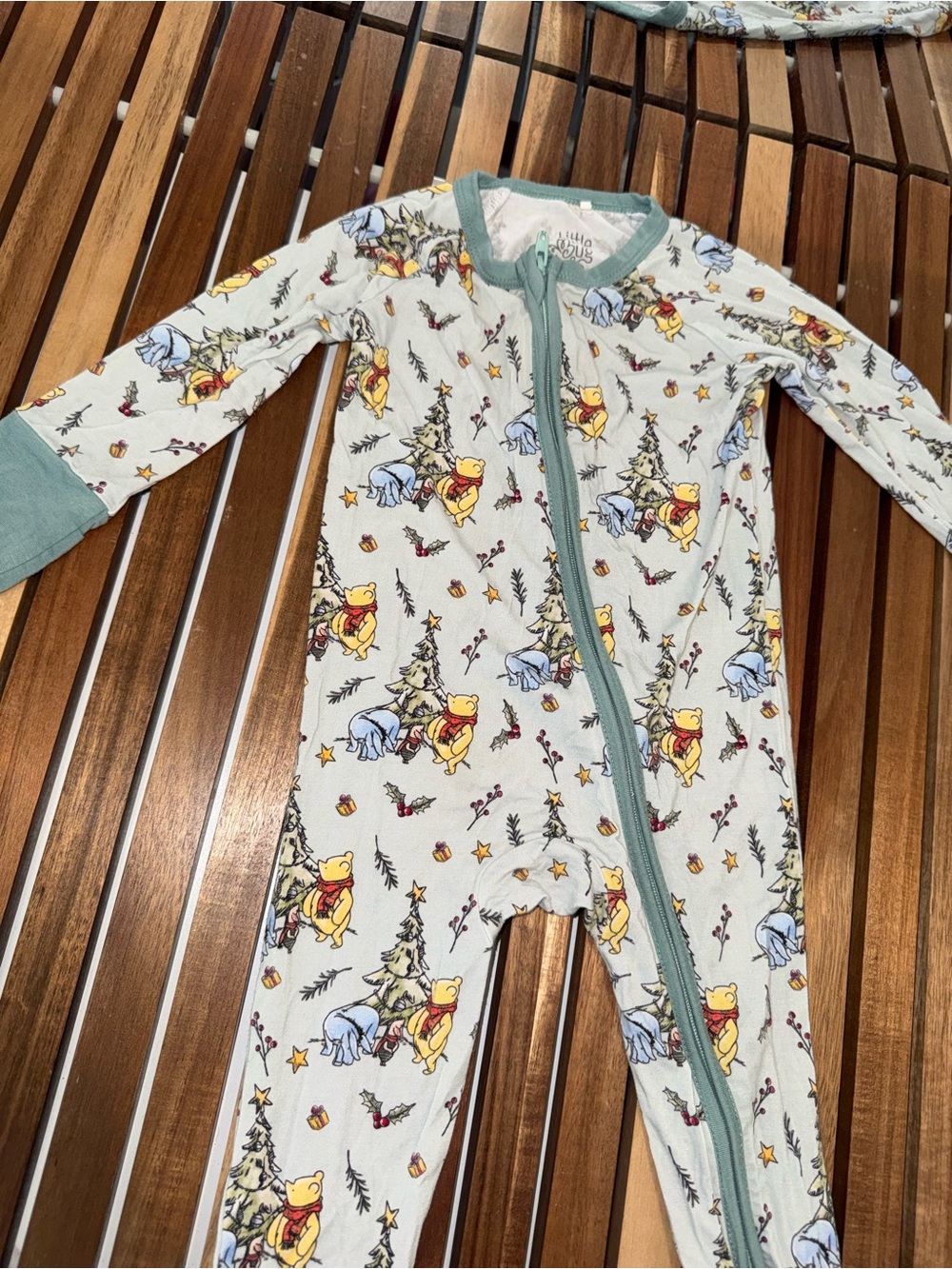 NWOT Little Bug Bamboo onesie Footie 3-6M Christmas Winnie The Pooh Pajamas - Picture 2 of 4